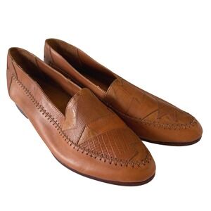 Paolo Fellicce Mens Tan Leather Patchwork Loafers Made in Argentina Size 12D Vtg